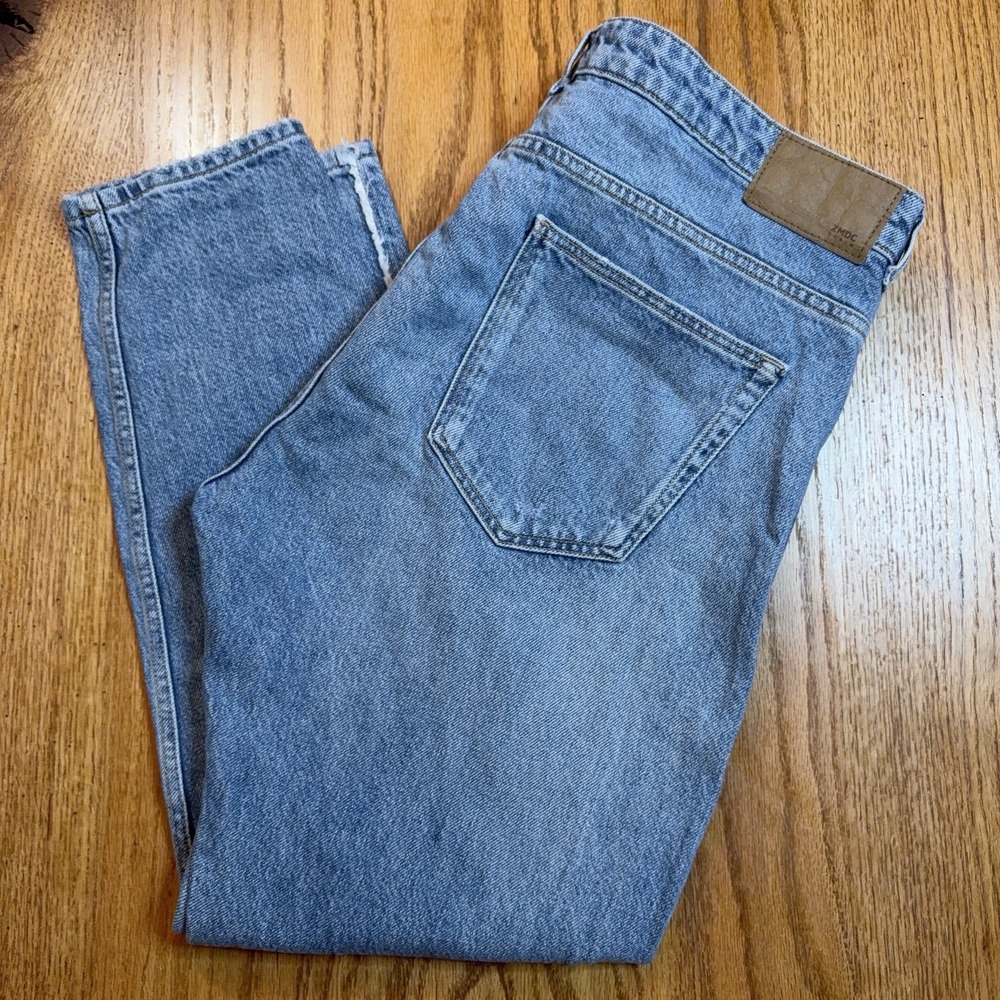 Zara Man Jeans Mens 36 (36x29)‎ Blue Medium Wash Tapered Leg Button Fly